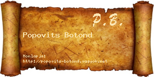 Popovits Botond névjegykártya